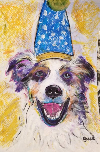 A friend in heart broken about her dog passing - I painted him for her